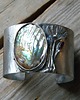 bransoletki wire wrapping Muszla abalone w roślinach  -  bransoleta mankiet CUFF 2