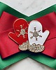 broszki Brosza z  Rękawiczkami  z kryształków Mikołajki Święta 5