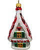 bombki Ręcznie Malowana Szklana Bombka Świąteczny Domek z Czerwonym Dachem 4