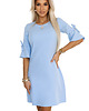 sukienki mini damskie 217-11 NEVA Trapezowa sukienka z rozkloszowanymi rękawkami - błękitna 6