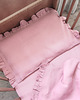 kocyki, kołderki, pościel dla dzieci Lniana pościel do łóżeczka FALBANKA DUSTY PINK 2