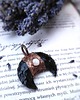 wisiory Wisior miedziany lunula obsydian moonstone II 1