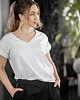 t-shirt damskie Biała bawełniana koszulka V-neck 3