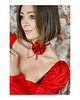 chokery Czerwony choker z jedwabiu 5