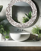 lustra stojące i wiszące Okrągłe srebrne lustro, srebrne lustro glamour, na ścianę, lustro mozaika 9