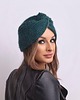 czapki damskie Ręcznie robiony turban kolor butelkowa zieleń 1