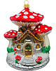 bombki Ręcznie malowana bombka szklana domek pod czerwonymi muchomorami 2