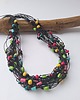 korale Naszyjnik lniany z kolorowym drewnem.Energetyczny 2