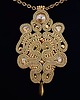 wisiory Unikatowy złoty wisior soutache z kryształami 3