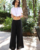 spodnie materiałowe damskie Spodnie lniane Frankie 2.0 czarne 2