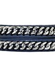 bransoletki skórzane Silver Chain on Navy Blue Leather 1