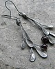 kolczyki wire wrapping Granaty  -  gałązki  -długie  kolczyki 1
