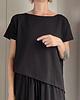 t-shirt damskie Asymetryczna bluzka bok czarna 4
