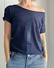 t-shirt damskie Kreska granatowa na granatowym Oversize 2