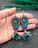 kolczyki soutache Kolczyki sutasz kolorowe zielone różowe wiosenne Cleo z kwiatkiem 1