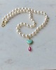 złote naszyjniki Perły na jedwabnym sznurze z różowym szafirem 5
