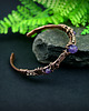 bransoletki wire wrapping Miedziana bransoleta mankietowa z ametystem 9