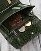 portfele damskie Portfel damski skórzany mały ciemnozielony croco w orientacji poziomej z RFID 6