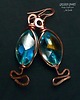 kolczyki wire wrapping Kolczyki czysto miedziane+szkło weneckie handmade 3