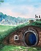 grafiki i ilustracje Norka hobbit obraz akwarela papier 35x50 Władca Pierścieni LOTR Tolkien 3