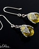 kolczyki wire wrapping Miodowe w siateczce - kolczyki (lub klipsy) 2