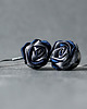 kolczyki wire wrapping Srebrne kolczyki różyczki granatowe 4