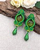 kolczyki soutache Elf kolczyki sutasz zielone wiosenne z kocim okiem i łezką 2