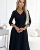 sukienki maxi damskie 309-11 AMBER koronkowa, długa suknia z dekoltem i rozcięciem na nogę - czarna 1