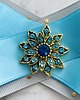 broszki Brosza z kwiatkiem z lazurowych kryształków   NEW 5