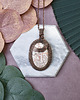 wisiory Miedziany wisiorek wire wrapping z agatem crazy lace #452 1