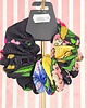 gumki do włosów L średnia gumka do włosów jedwab naturalny scrunchie czarna w kolorowe kwiaty 1