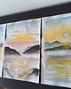 grafiki i ilustracje Złote akwarele 30x42 słońce morze zachód szlagmetal złoto folia Golden Sun 8