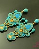 kolczyki soutache Turkusowo złote kandelabrowe kolczyki sutasz 4