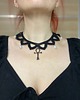 chokery Koronkowy choker czarny z ankh 2