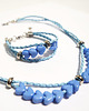 komplet biżuterii Komplet - Niebieskie serduszka - rzemienie 3