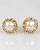Biżuteria ślubna Kolczyki złote sztyfty Mignon z perłami 2