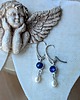 kolczyki srebrne Lapis lazuli z perełką, srebrne kolczyki 1