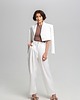 spodnie materiałowe damskie Spodnie z zaszewkami ecru 2
