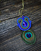 wisiory Peacock eye- wisior soutache z piórami 3
