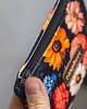 pokrowce i etui - na klucze Etui na klucze z czarnego weluru w kolorowe kwiaty handmade 1