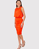 sukienki midi damskie Pomarańczowa sukienka midi z marszczoną spódnicą DA1767 BURNT ORANGE 2