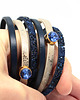 bransoletki skórzane Bransoletka Fun Swarovski granatowo-złota 4