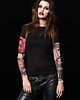 t-shirt damskie Czarny t-shirt damski z tatuażami Dark Circus 1