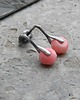 kolczyki wire wrapping Różowy koral  - sztyfty 1