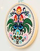 Ozdoby na ścianę Koguty łowickie - ecru, haft w tamborku 20 cm 9