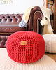 pufy do siedzenia Pufa czerwona bawełniana okrągła handmade 2