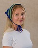 do włosów różne Bawełniana chustka szydełkowa na głowę w paski zielono-niebieska z falbanką 1