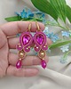 kolczyki soutache Fuksjowe kolczyki sutasz, kolczyki na wesele, fuksja róż złote 2