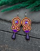 kolczyki soutache Kolczyki sutasz pomarańczowo fioletowe kolorowe Cleo z dużą łezką 2
