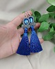 kolczyki soutache Kolczyki z chwostami kobaltowe, niebieskie szare chwosty, długie klipsy 3